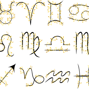 Zodiac Signs Clipart Set: Gold Astrology Symbols PNG