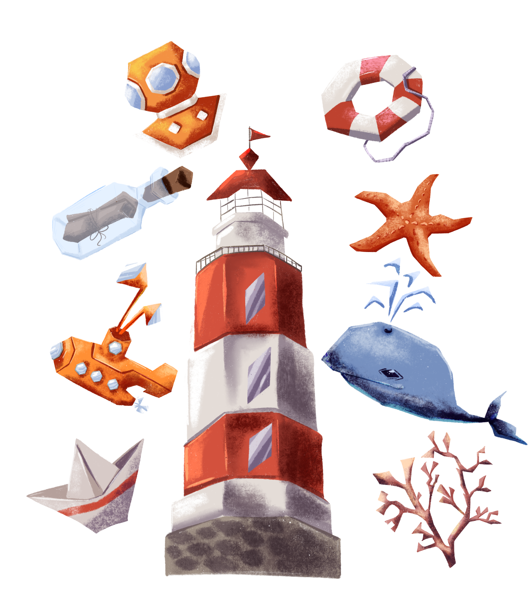 Nautical Clipart Bundle: 2 Sea Illustration Styles with Lighthous 2 nautical clipart bundle