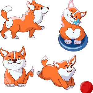 Corgi Clipart Set: Cute Kawaii Dog Illustrations for Kids and Des