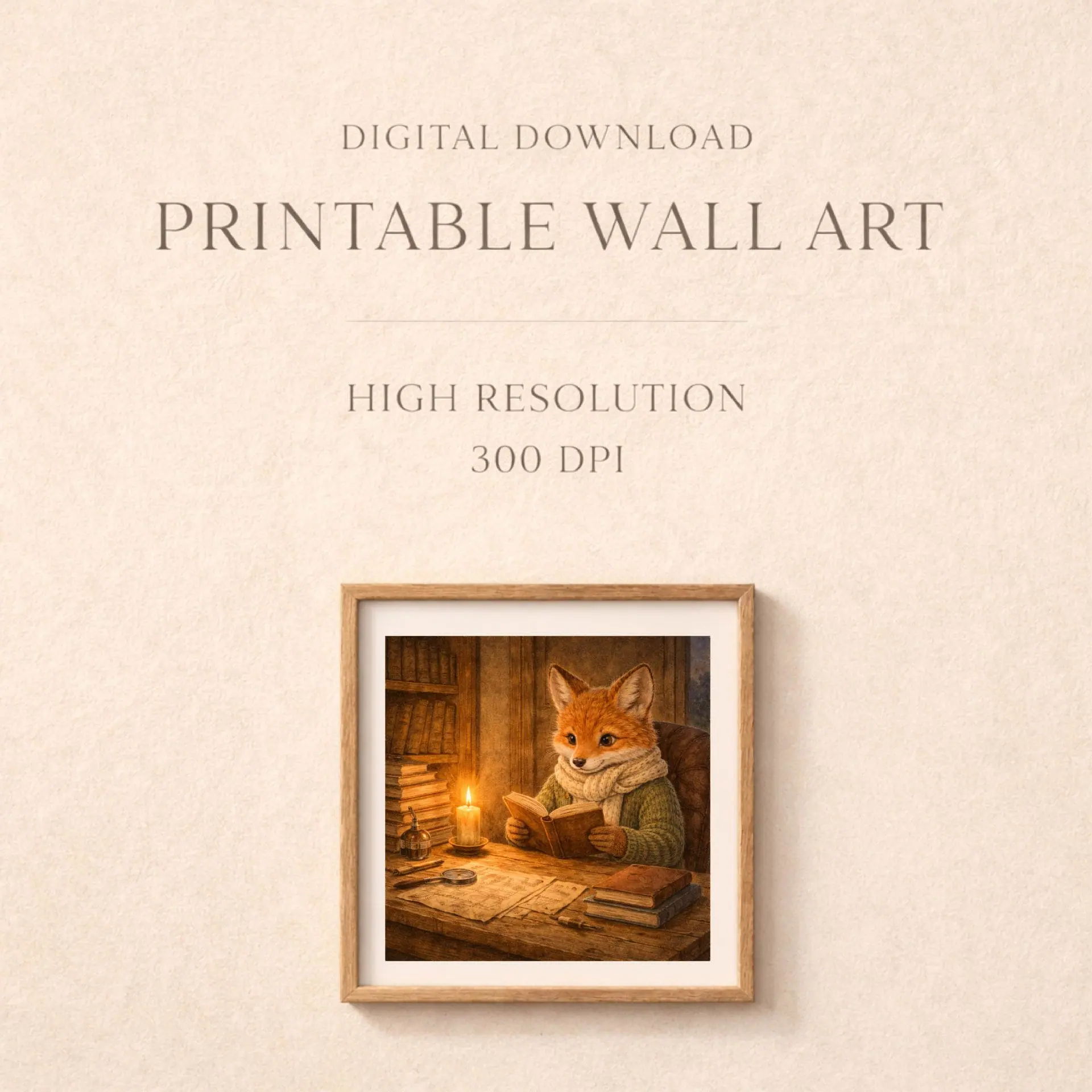 Woodland Animal Reading Wall Art Set Nursery Printable Decor 7 printable wall art fox reading digital download 300 dpi high resolution