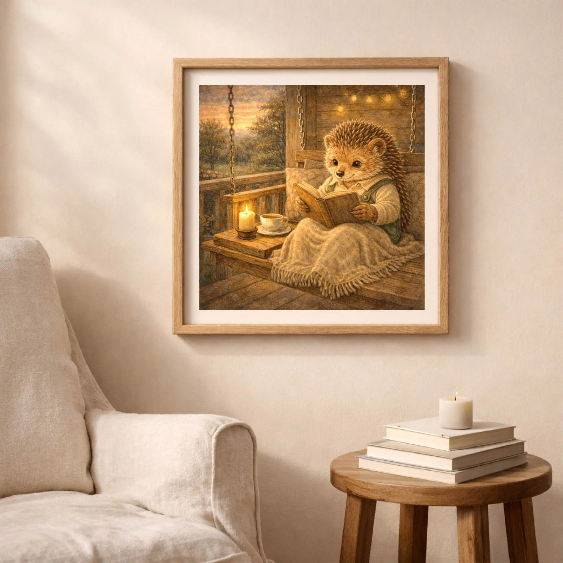 Woodland Animal Reading Wall Art Set Nursery Printable Decor 5 hedgehog reading printable wall art cozy living room nursery decor framed