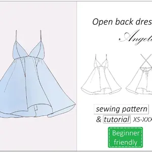 bralette dress with circle skirt open back sewing pattern