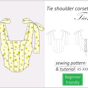 tie shoulder corset top sewing pattern and tutorail