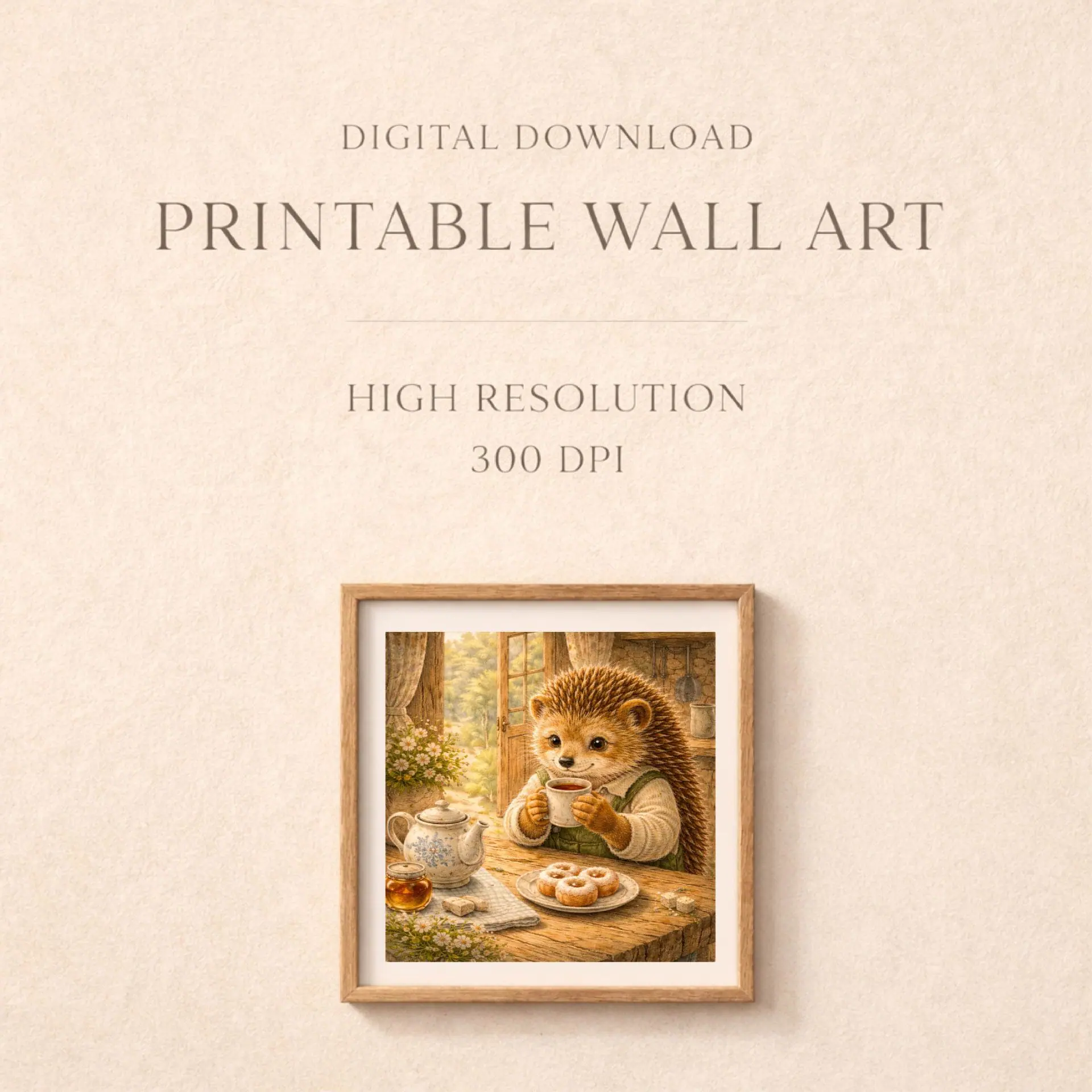 Hedgehog Tea Time Printable Wall Art Cozy Nursery Decor 5 Printable wall art hedgehog tea time digital download high resolution 300 dpi nursery decor