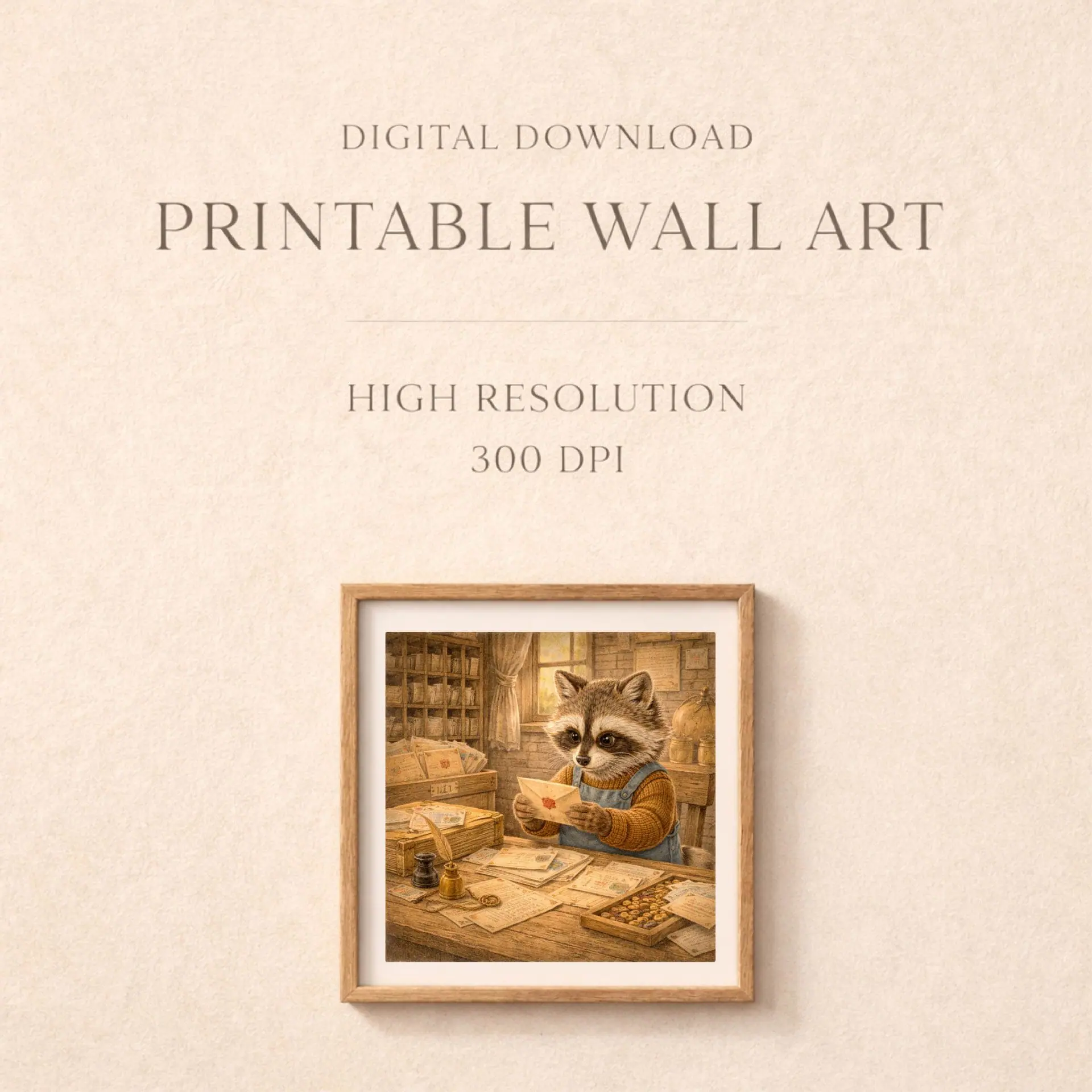 Raccoon Postman Printable Wall Art Nursery Cottagecore 5 Printable wall art digital download 300 dpi high resolution