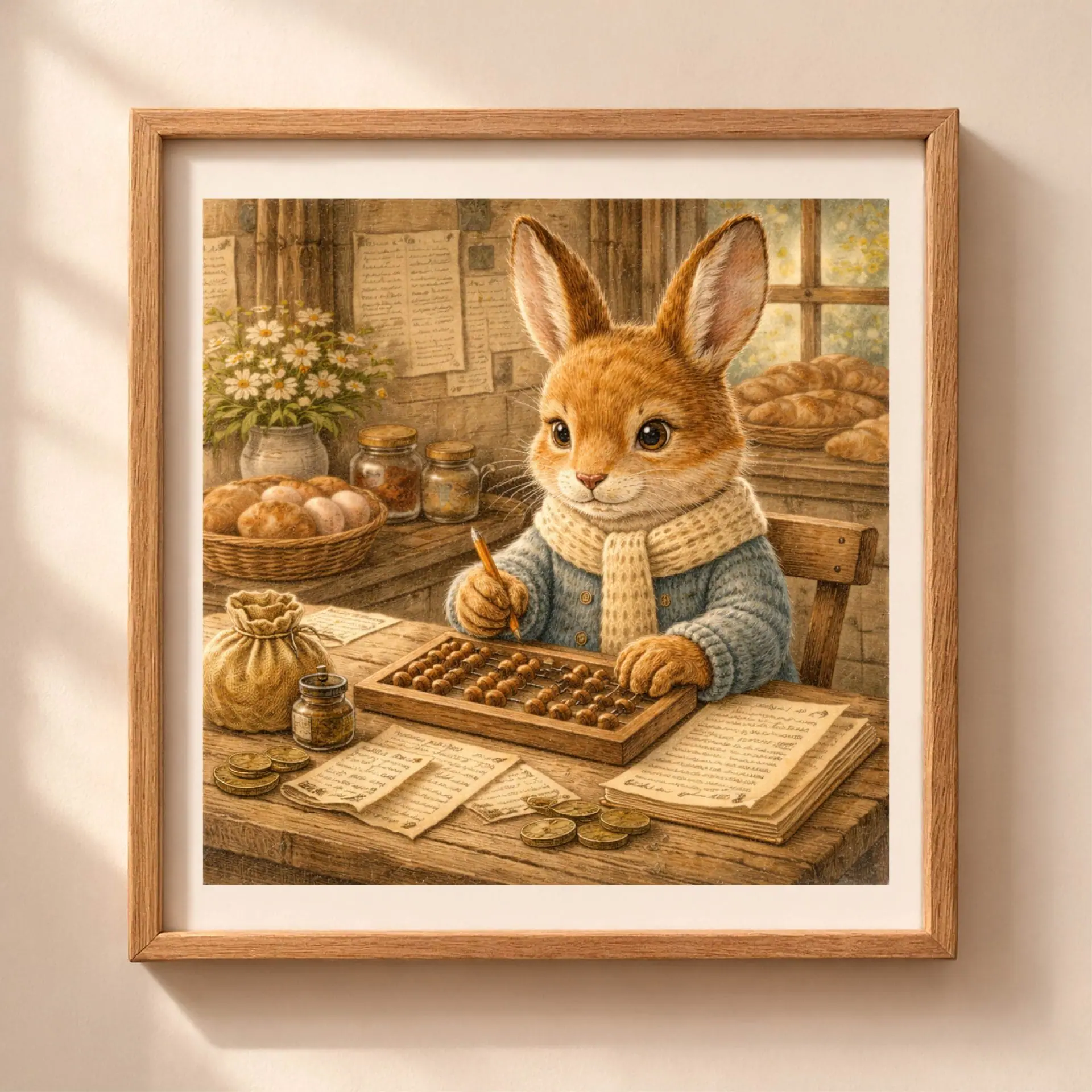 Bunny Baker Printable Wall Art Cottagecore Nursery Decor 1 Bunny Baker printable wall art cottagecore nursery decor rabbit baking illustration