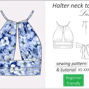 halter neck top Luna sewing pattern PDF