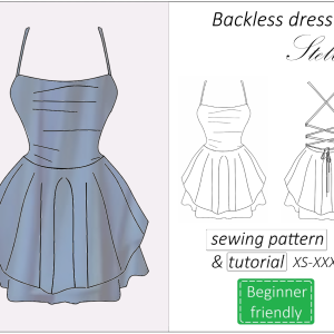 backless lace back cowl neck mini dress sewing pattern PDF