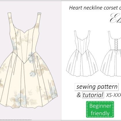 heart neckline corset dress sewing pattern