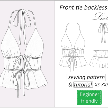front tie backless top sewing pattern