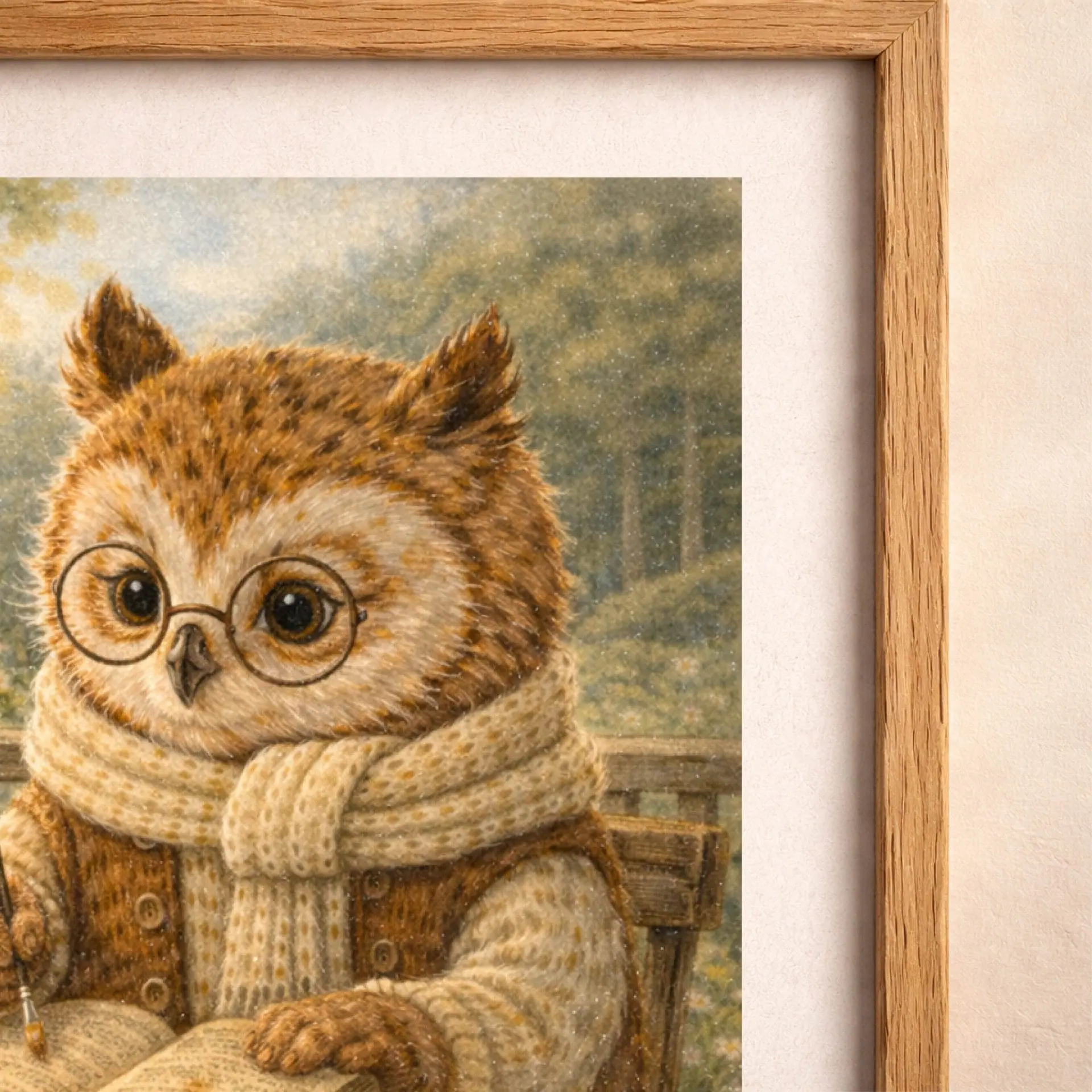 Owl Librarian Printable Wall Art Nursery Decor 4 owl librarian illustration detail woodland animal printable wall art books reading cozy