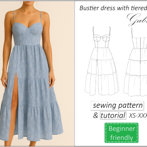 bustier dress with tiered skirt sewing pattern PDF