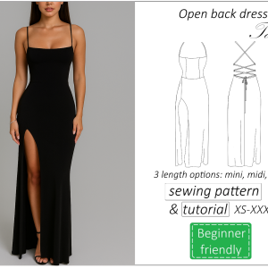 open back maxi dress sewing pattern Tania