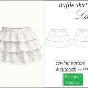 ruffle mini skirt sewing pattern PDF