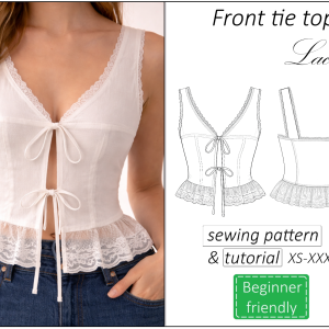 front tie top with lace peplum sewing pattern