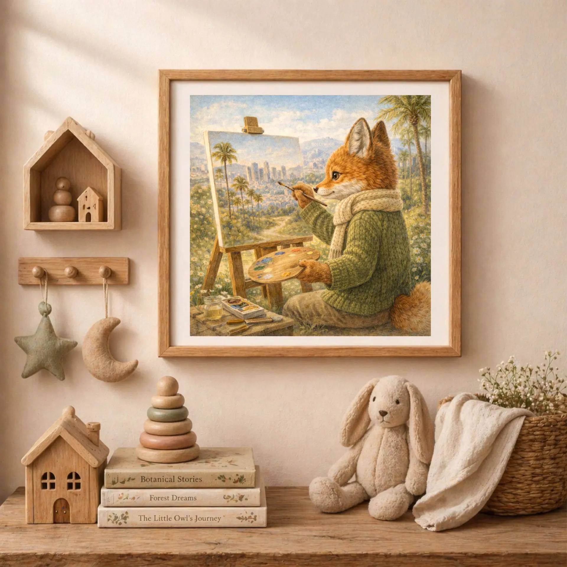 Woodland Fox Travel USA Wall Art Set Nursery Decor 3 woodland fox painter los angeles printable wall art cottagecore nursery decor artist fox illustration