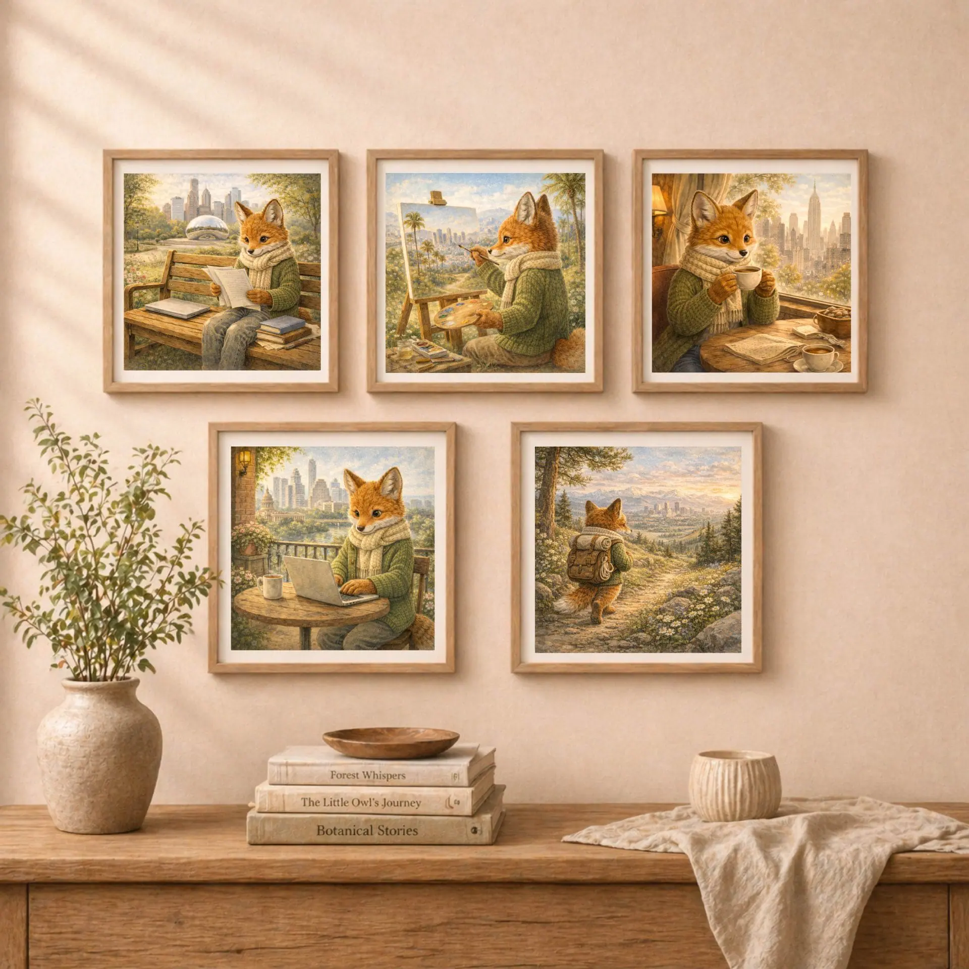Woodland Fox Travel USA Wall Art Set Nursery Decor 8 woodland fox travel usa wall art set nursery decor gallery wall cottagecore interior mockup