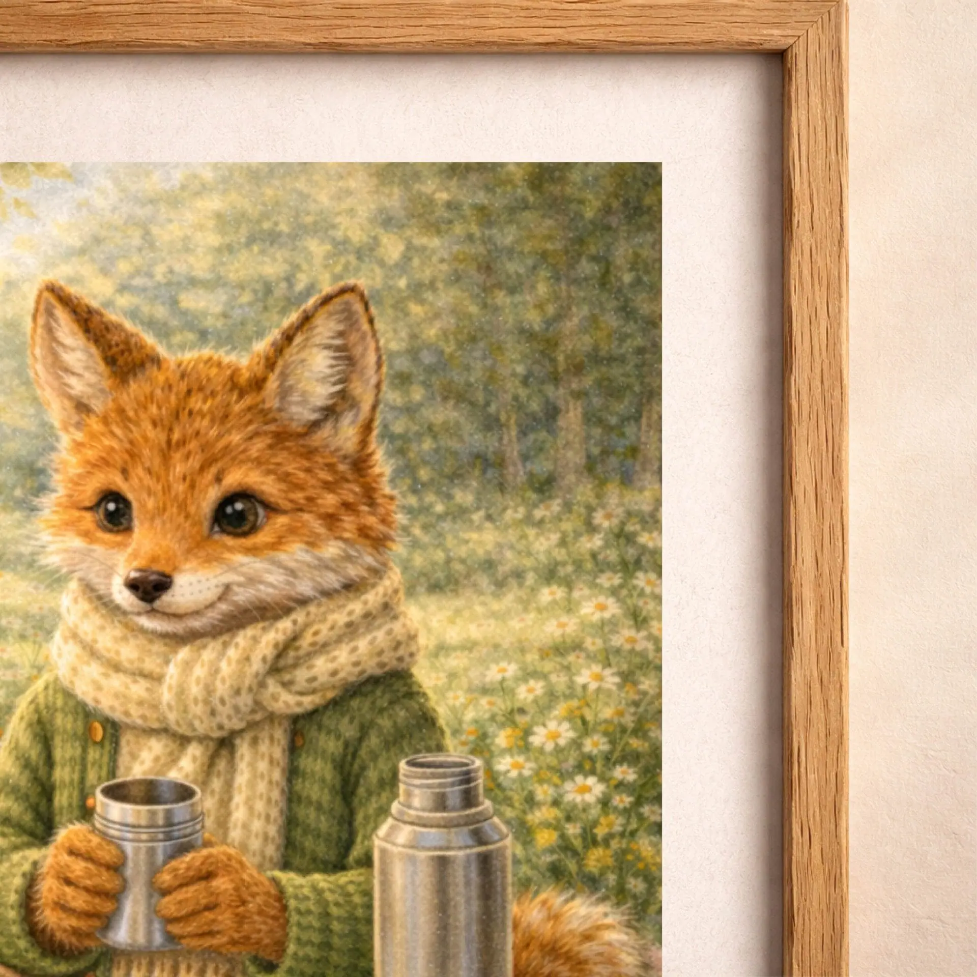 Woodland Fox Summer Wall Art Printable Nursery Decor 4 Woodland Fox Summer Wall Art Printable close up fox illustration texture detail