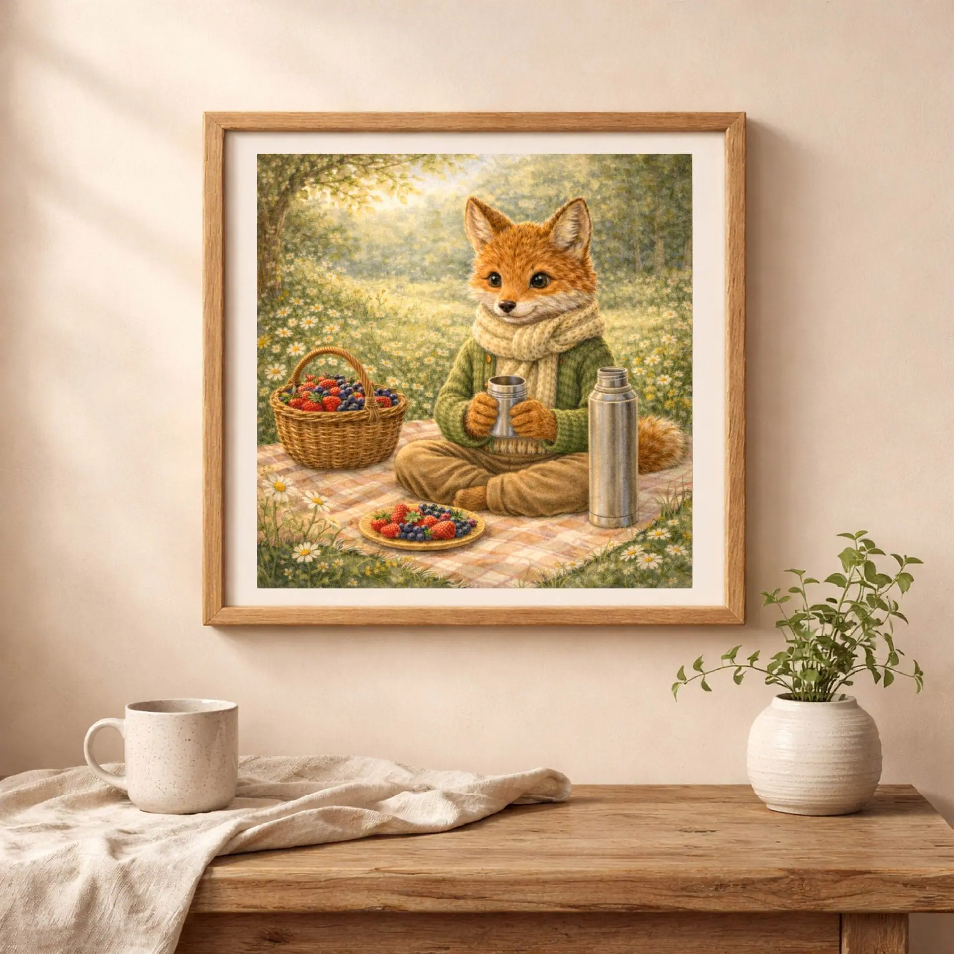 Woodland Fox Summer Wall Art Printable Nursery Decor 2 Woodland Fox Summer Wall Art Printable nursery decor framed fox illustration baby room