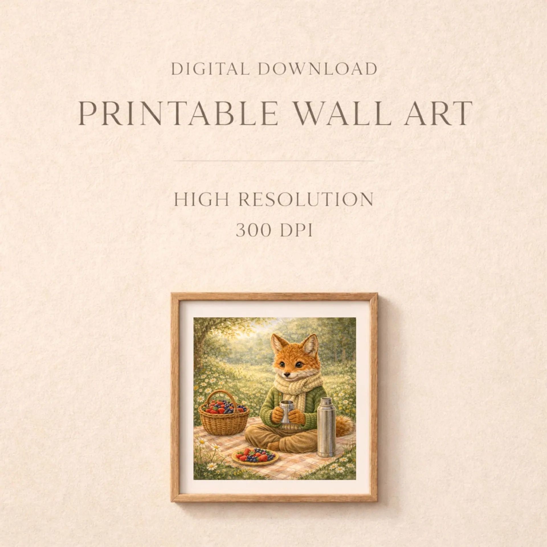Woodland Fox Summer Wall Art Printable Nursery Decor 5 Woodland Fox Summer Wall Art Printable digital download 300 dpi nursery art