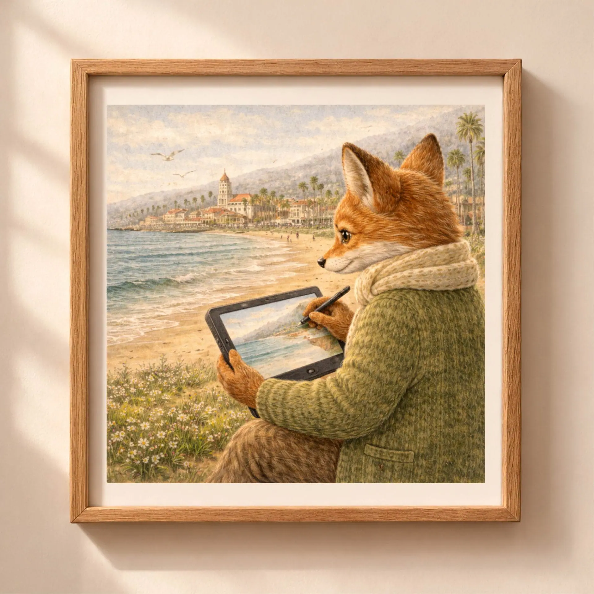 Woodland Fox Santa Barbara Wall Art Printable Nursery Decor 1 Woodland Fox Santa Barbara Wall Art Printable fox drawing ocean coastal nursery decor