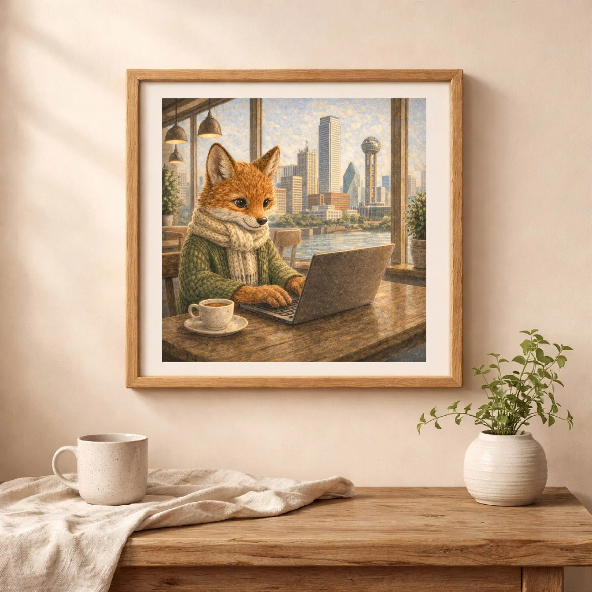 Woodland USA Travel Wall Art Set Printable Nursery Decor 2 Woodland Fox Dallas wall art printable in interior, nursery decor framed illustration