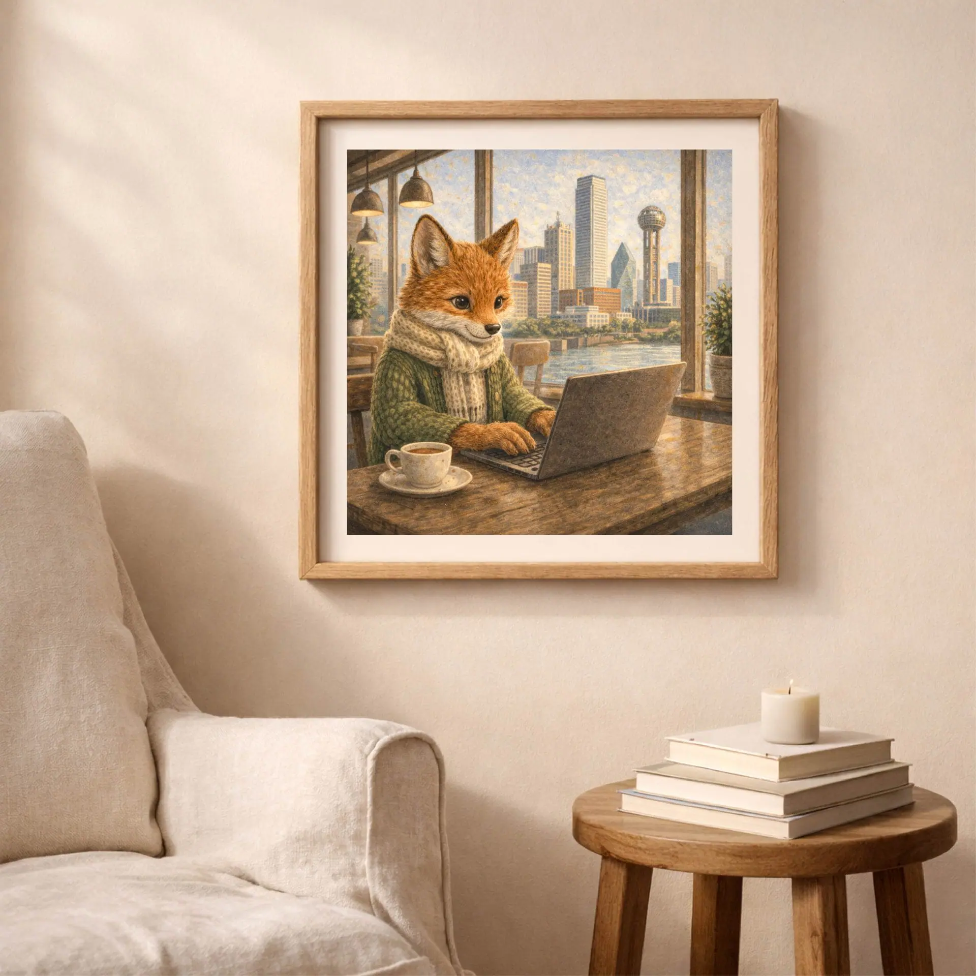 Woodland Fox Dallas Wall Art Printable Nursery Decor 3 Woodland Fox Dallas printable wall art above chair cozy room decor