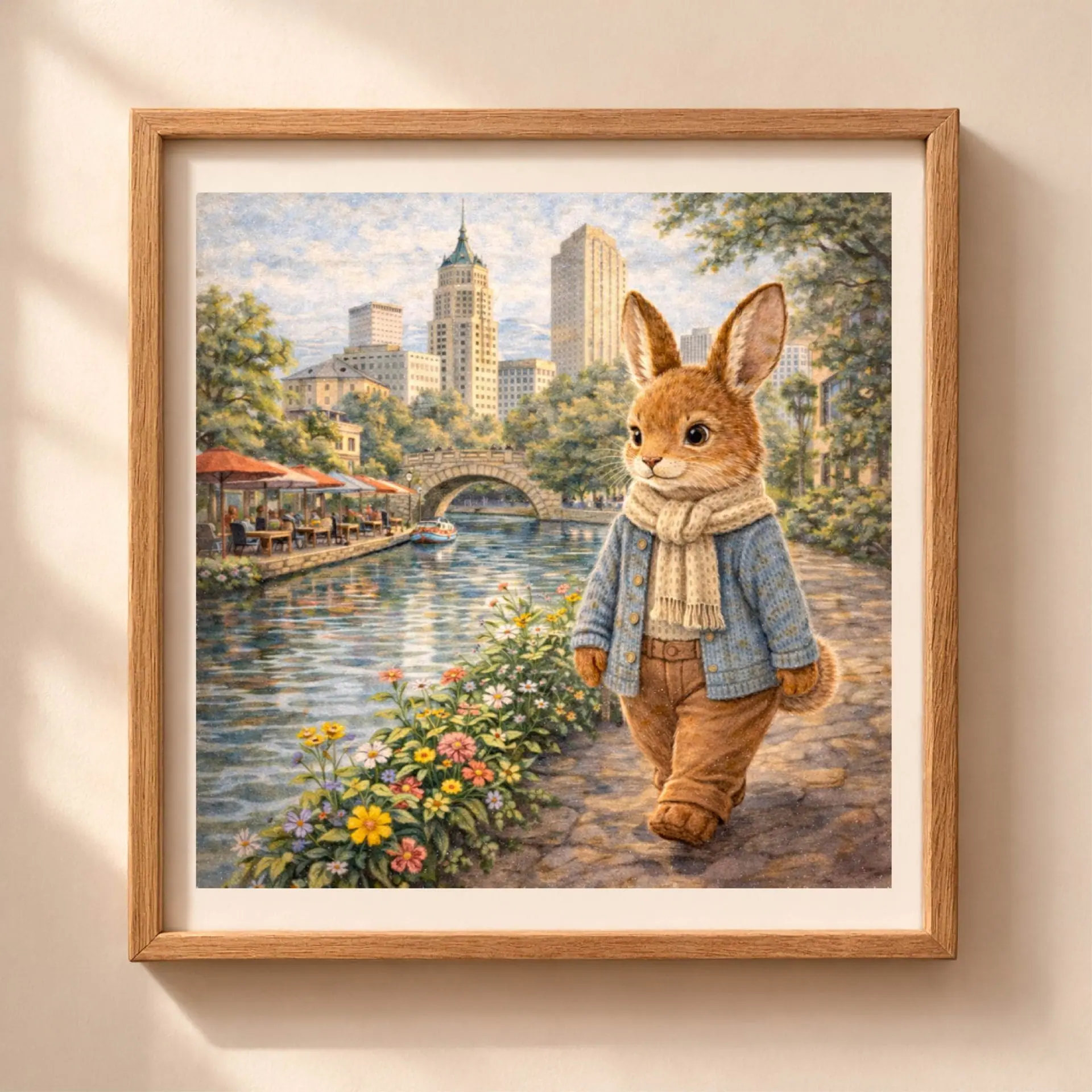 Woodland Rabbit San Antonio Wall Art Printable Nursery Decor 1 Woodland Rabbit San Antonio Wall Art Printable rabbit walking riverwalk flowers nursery decor