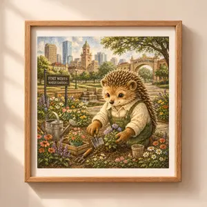 Woodland Hedgehog Fort Worth Wall Art Printable hedgehog gardening flowers nursery decor