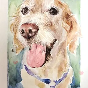 Sweet Wiggly Pet Portrait Watercolor Painting