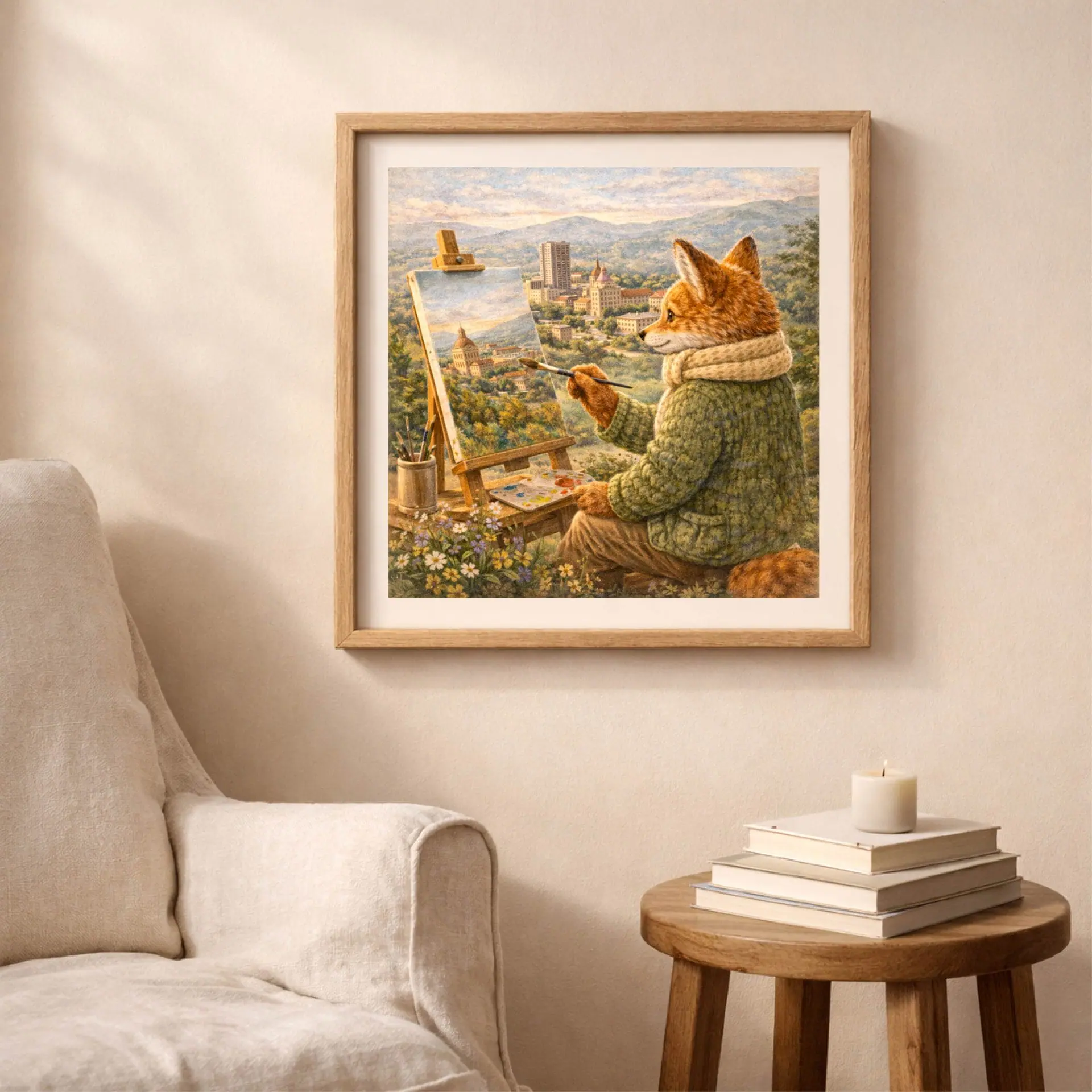 Woodland USA Travel Wall Art Printable Set Nursery Decor 2 Woodland fox Asheville wall art printable cozy living room decor mockup