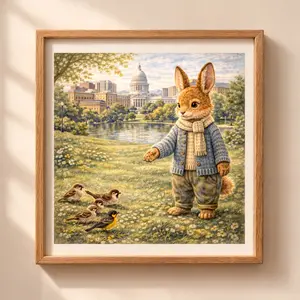 Woodland rabbit Madison wall art printable nursery decor