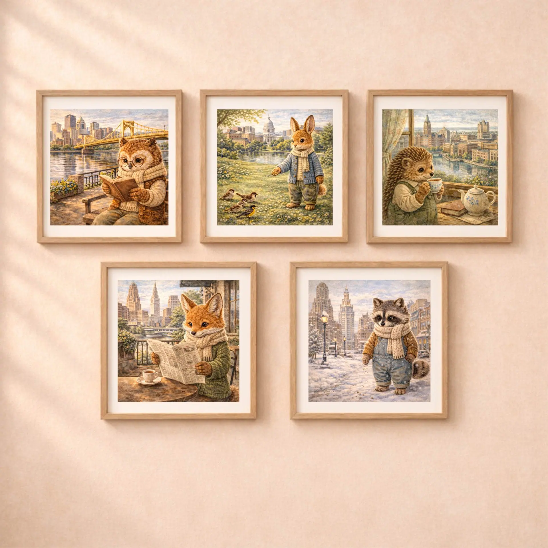 Woodland Rabbit Madison Wall Art Printable Nursery Decor 6 Woodland USA travel animal wall art set printable nursery decor
