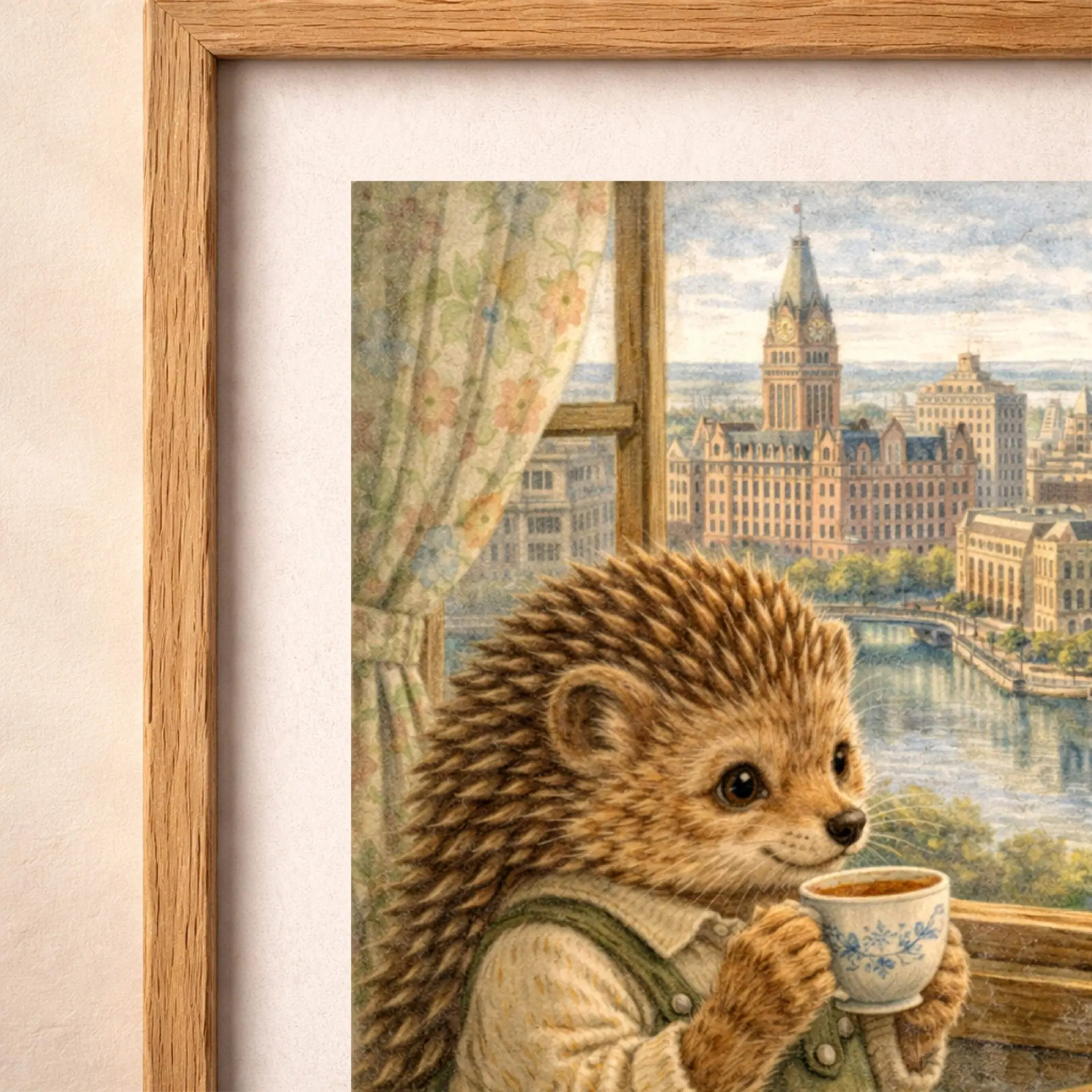 Woodland Hedgehog Milwaukee Wall Art Printable Nursery Decor 4 Woodland hedgehog Milwaukee illustration close up tea cup