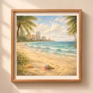 Woodland Miami Wall Art Printable beach ocean coastal palm trees decor