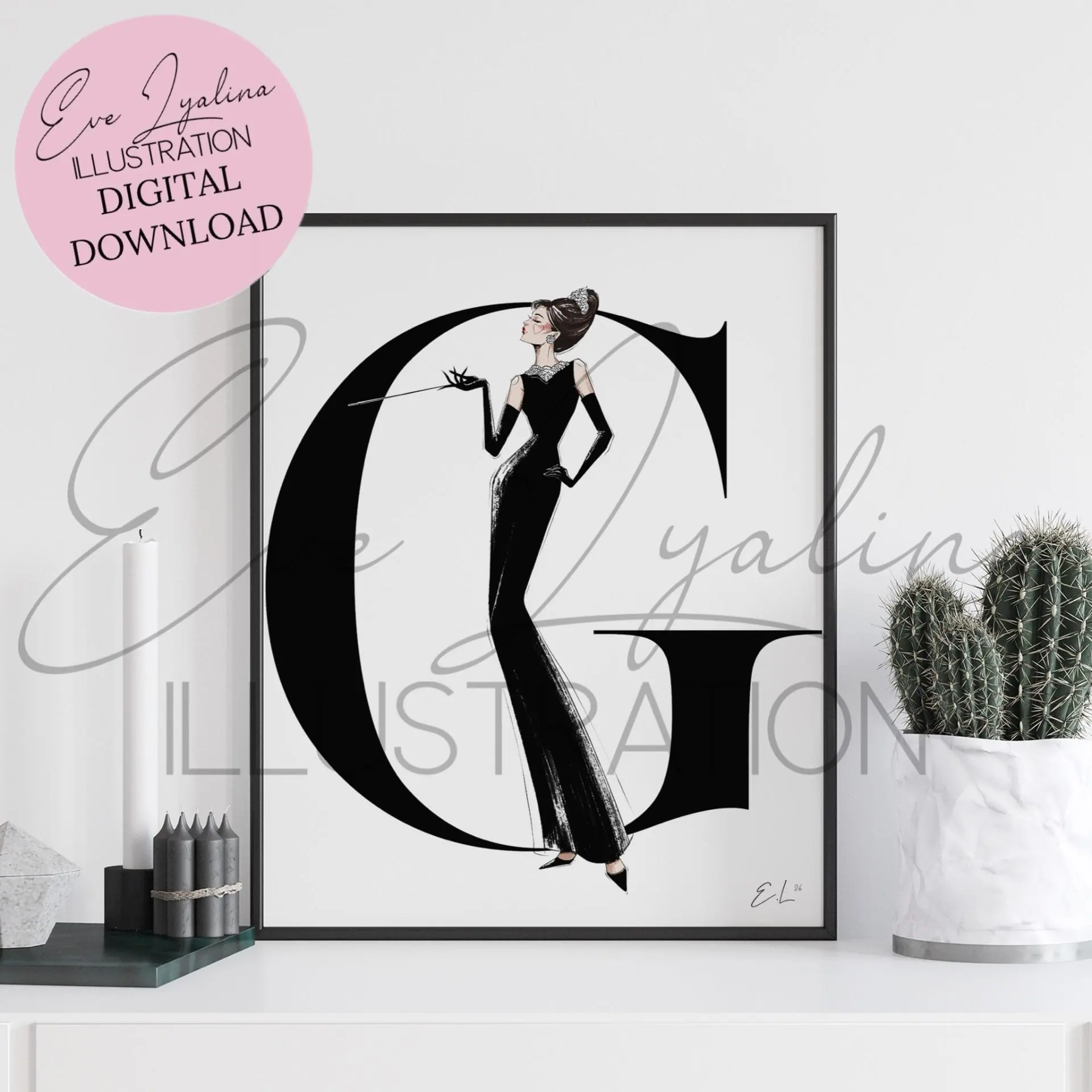 DIGITAL DOWNLOAD Golightly (Givenchy-inspired Illustration) 2 DIGITAL DOWNLOAD Golightly (Givenchy-inspired Illustration) - Image 2