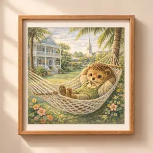 woodland hedgehog key west wall art printable tropical hammock nursery decor