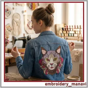 Vogue Meow Cat Photostitch Machine Embroidery Design Fashion