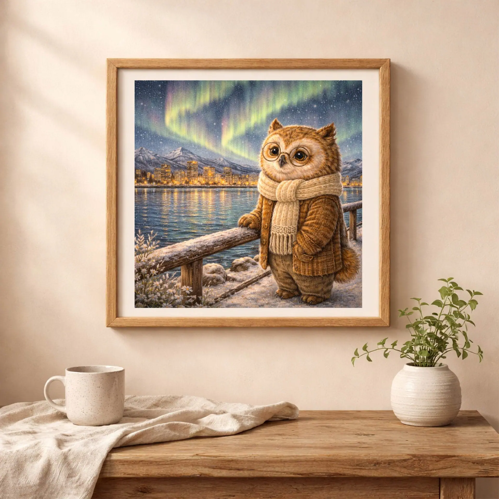 Woodland Owl Anchorage Wall Art Printable Nursery Decor 2 owl printable wall art nursery decor cozy winter interior