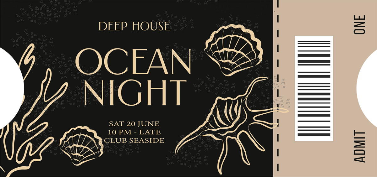 Deep House Ocean Night Ticket Template 1 Deep House Ocean Night Ticket Template