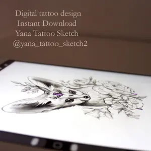Fennec Fox Tattoo Design Idea Sketch for Females