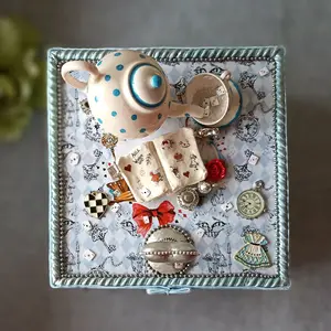 Box Alice in Wonderland, Cheshire cat Storage, Blue Caterpillar ring holder, Mad Hatter box, White rabbit