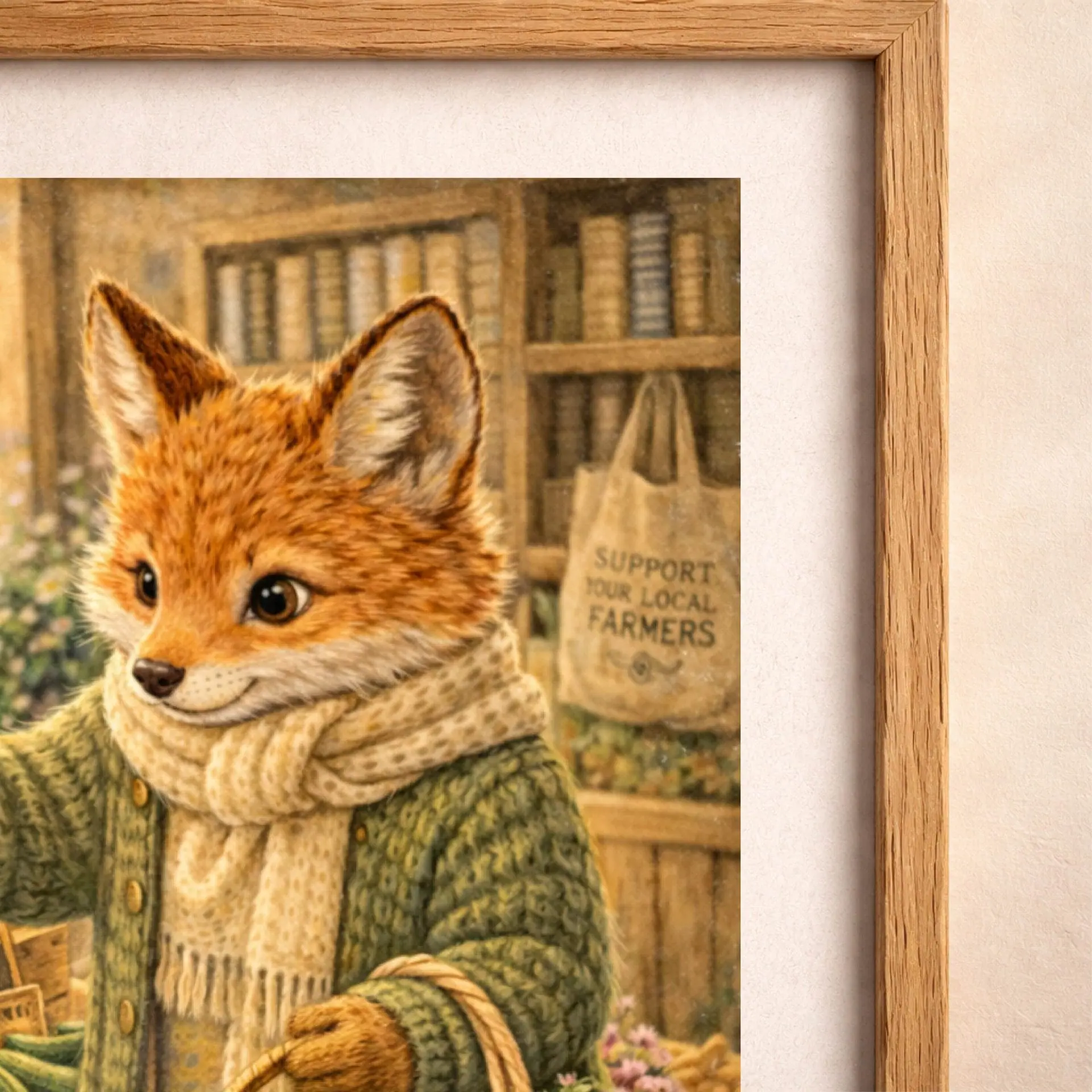 Woodland Fox Market Wall Art Printable Nursery Decor 4 woodland fox illustration farmers market detail printable wall art