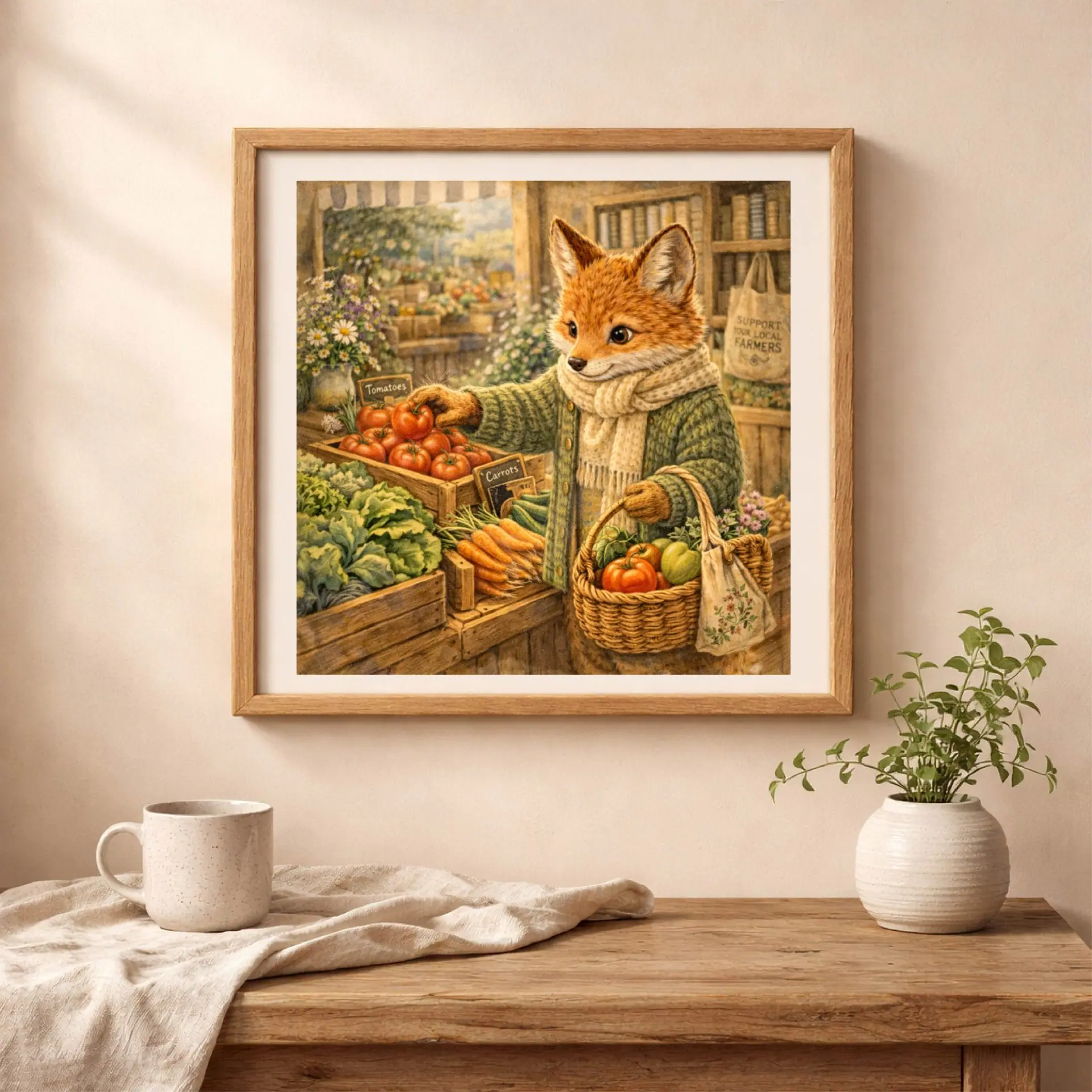 Woodland Fox Market Wall Art Printable Nursery Decor 2 woodland fox market wall art nursery decor cozy interior printable