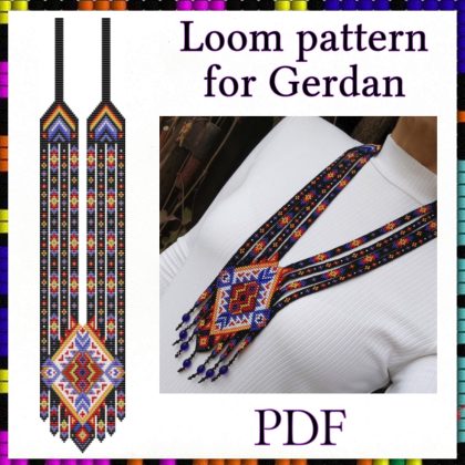 Loom beaded necklace pattern Gerdan Geometric pattern PDF file