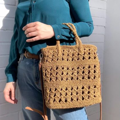Crochet pattern Raffia bag, Twisted raffia Tote bag, Tutorial PDF