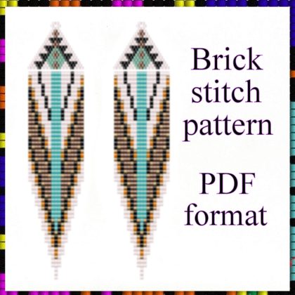 Beaded fringe earrings pattern Brick stitch pattern