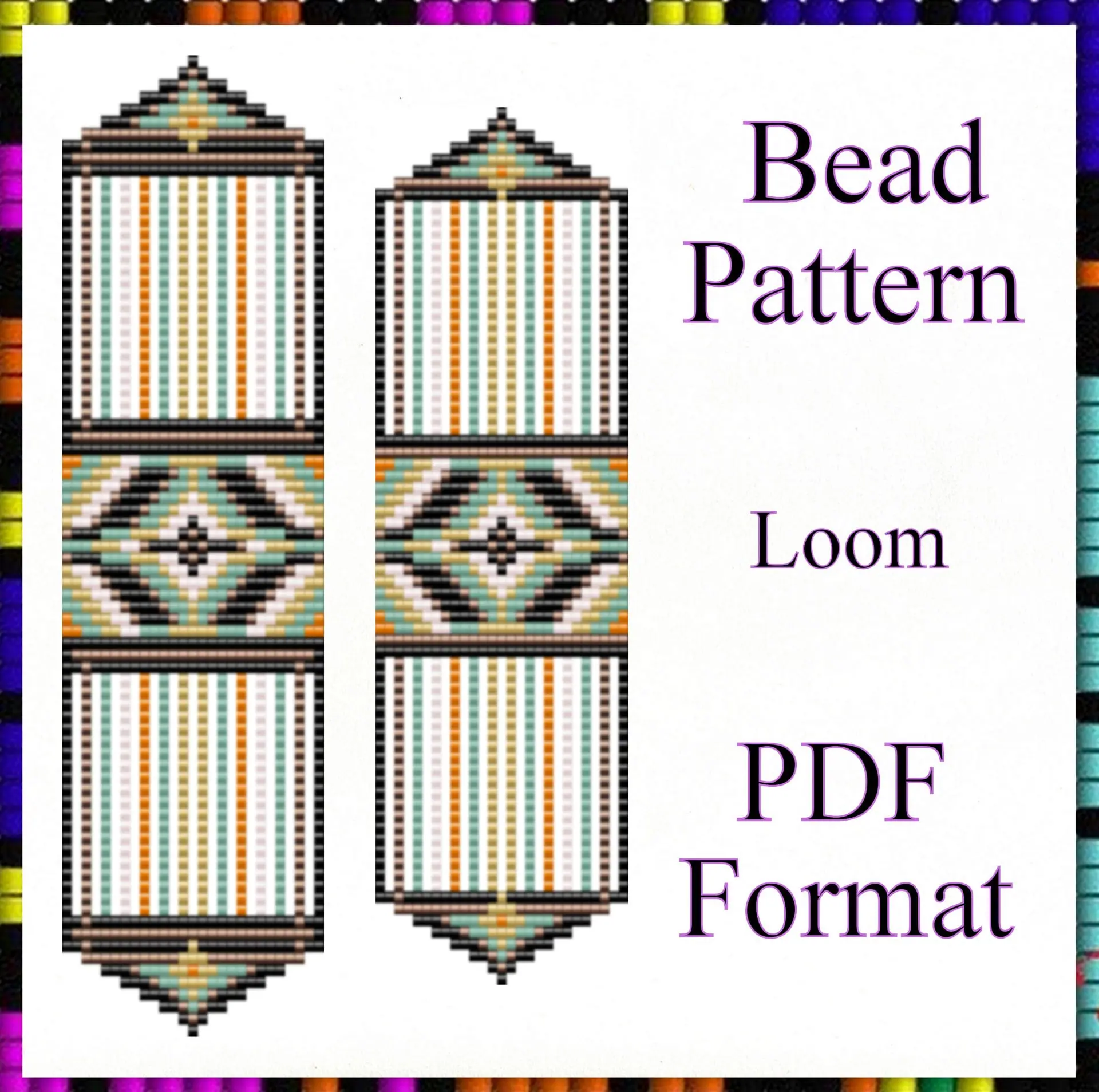 Loom beaded bracelet pattern Geometric pattern PDF file Set 1 Loom beaded bracelet pattern Paired cuff bracelet PDF file