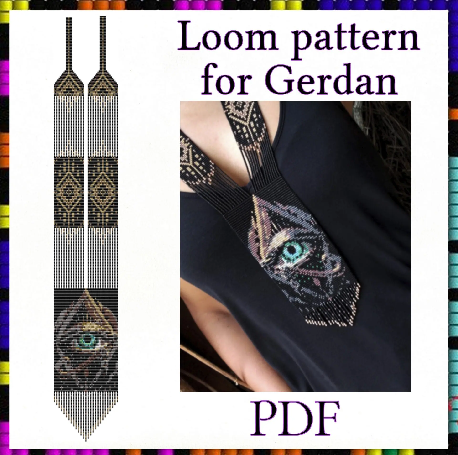 Loom beaded necklace pattern Gerdan All-Seeing Eye PDF file 1 Loom beaded necklace pattern Gerdan All-Seeing Eye PDF file