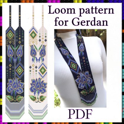 Loom beaded necklace pattern Gerdan Geometric pattern PDF file